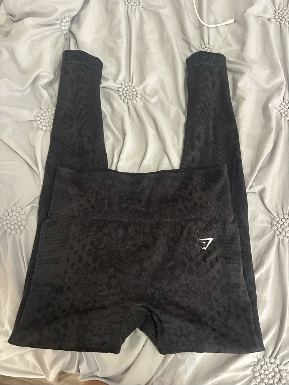 Gymshark Black Seamless High-Waist Leggings with Subtle Animal Texture